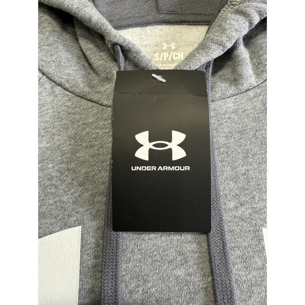 NWT Under Armour Rival Fleece Logo Hoodie Men's Small Gray Long Sleeve Pullover - Picture 4 of 4